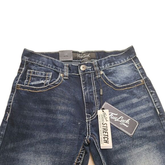 True Luck Jeans Men's 30/30 Slim Fit Classic Stretch Flap Pockets Thick Stitch - Picture 3 of 12